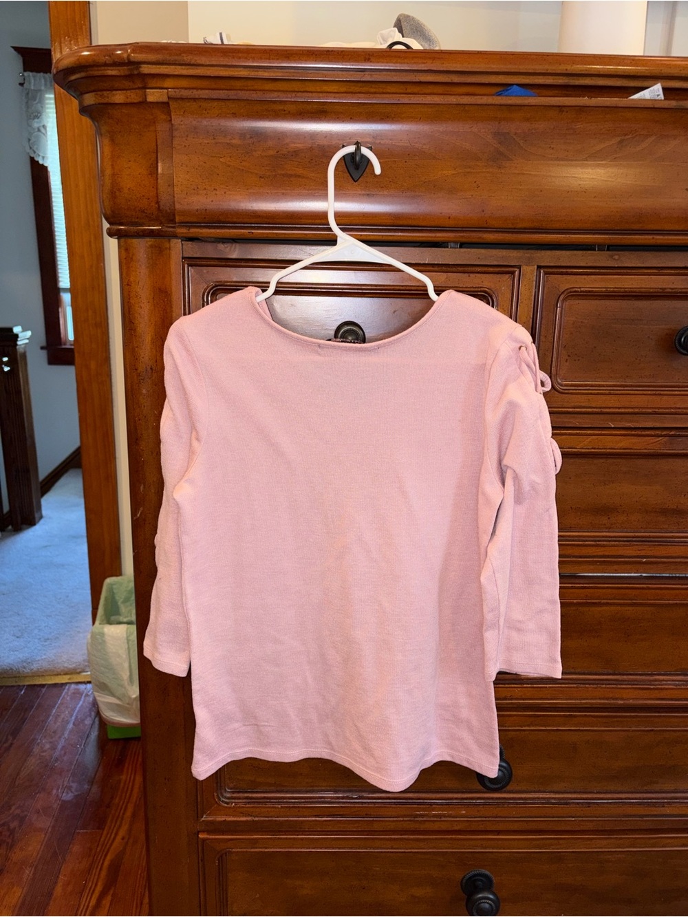 BYdesign Pink Lace-Up Sleeve Knit Top | Medium | V-Neck 3/4 Sleeve - Picture 2 of 5